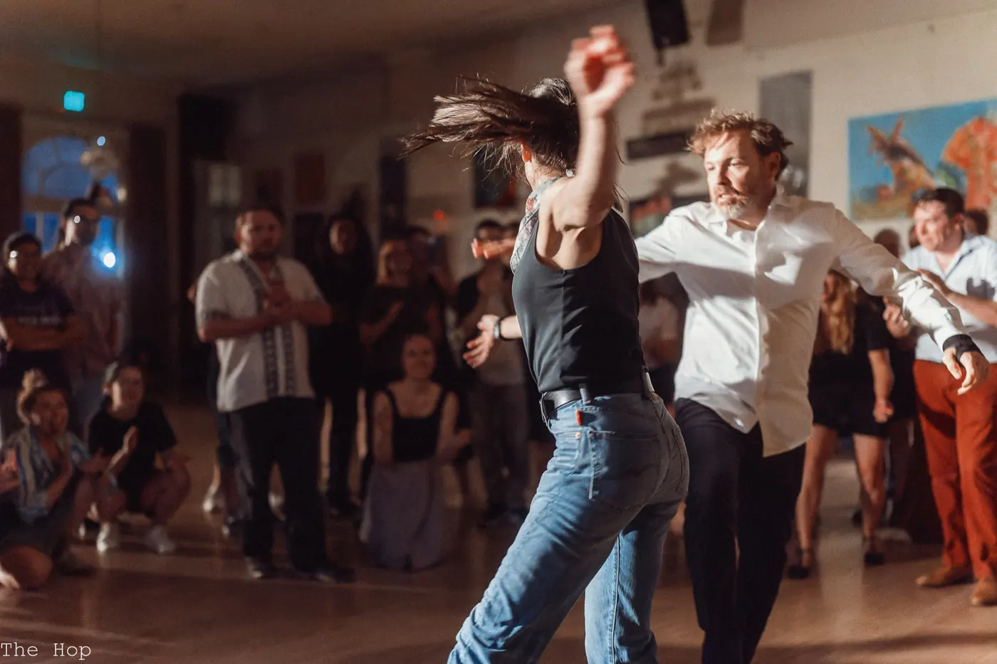 Couples dancing energetically